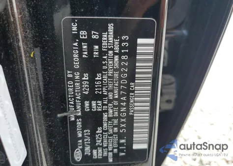 2013 Kia Optima Ex from USA, damaged, VIN 5XXGN4A77DG228133